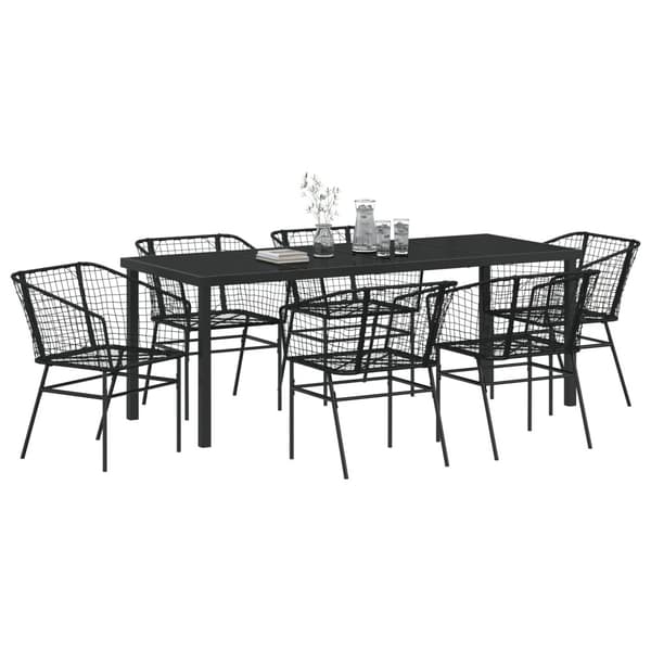 Trädgårdsmöbelset 7 pcs Svart konstrotting