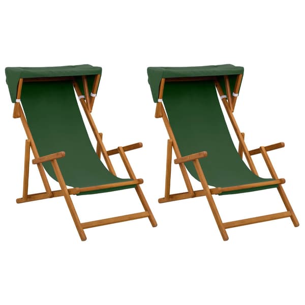 Deck Chair 2 st 3 Position Massiv Eukalyptus Trä Grön