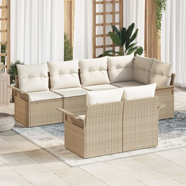 Trädgårdsoffset 7 st Beige konstrotting