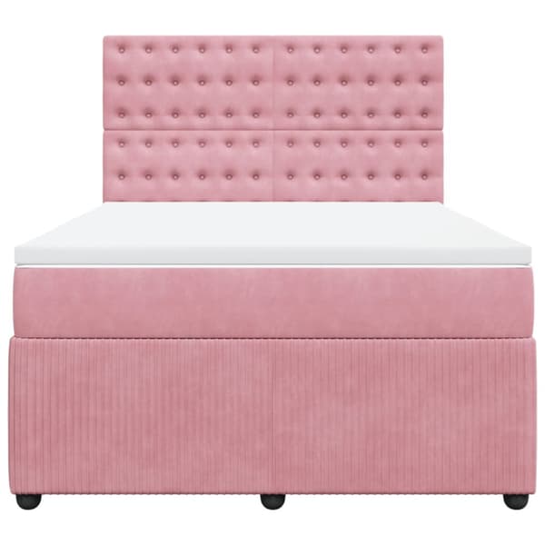 Ramsäng med madrass rosa 140x200 cm sammet