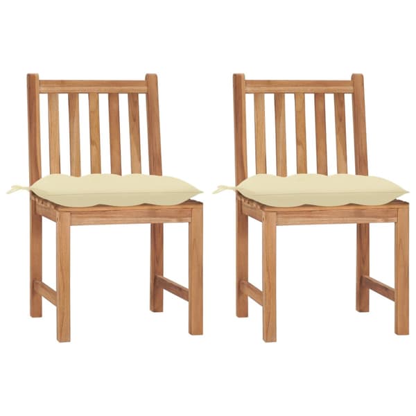 Trädgårdsstolar 2 st med dynor massiv teak