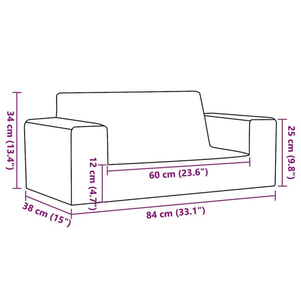 Barnsoffa 2-sits antracit mjuk plysch