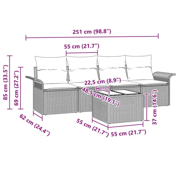Soffset med kudde 5 pcs Svart konstrotting