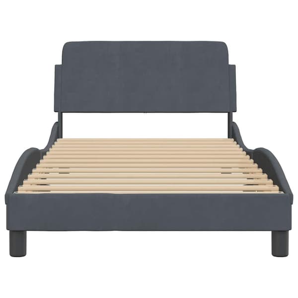Bed Frame "Dover" Dark Grey 100x190 cm Velvet