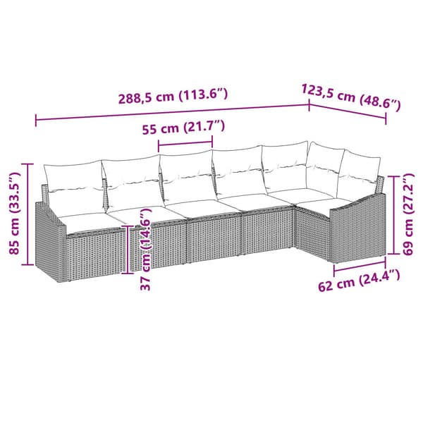 Soffset med kudde 6 pcs Svart konstrotting