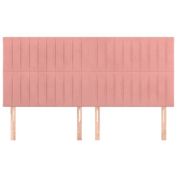 Sänggavel rosa 200x5x118/128 cm sammet