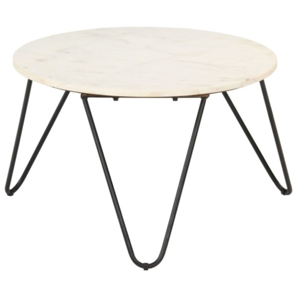 Soffbord vit 65x65x42 cm äkta sten med marmorstruktur