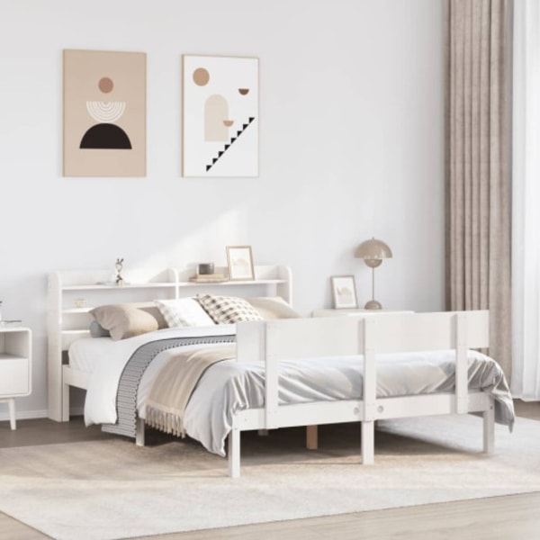 Sängram utan madrass vit 120x200 cm massiv furu