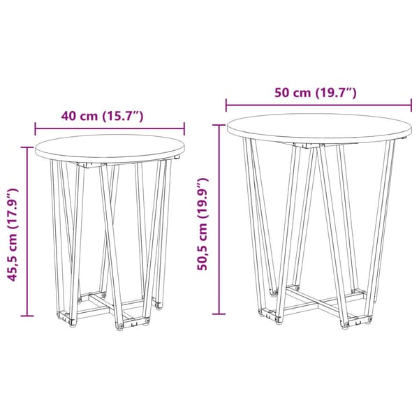 Sidobordsset 2 pcs Svart Ek