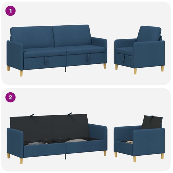 Soffgrupp med förvaring 2 st Blå Polyester