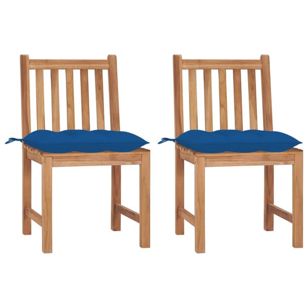 Trädgårdsstolar 2 st med dynor massiv teak