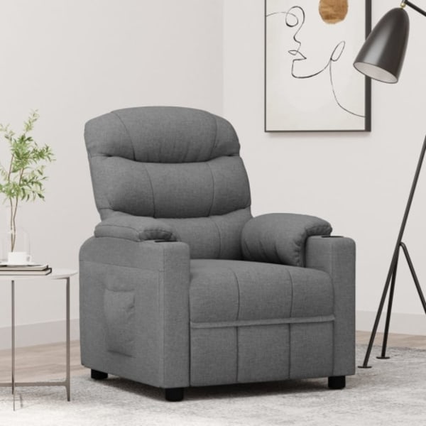 Reclinerfåtölj ljusgrå tyg