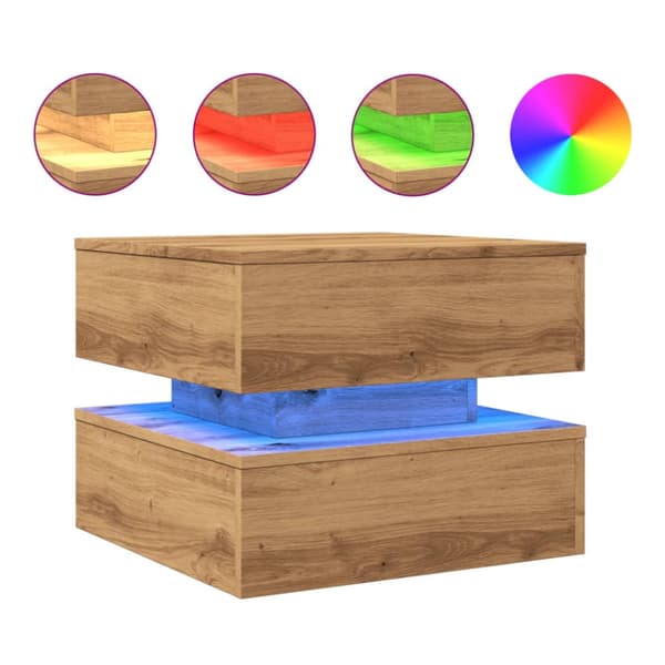 Soffbord med LED ek 50x50x40 cm
