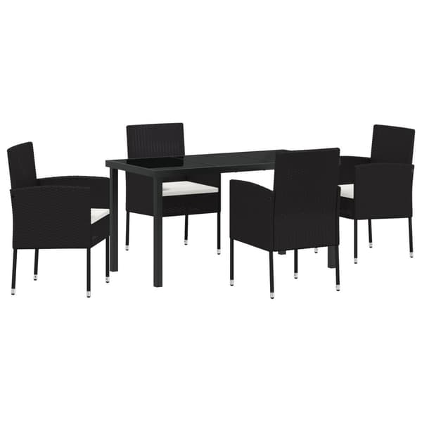 Trädgårdsmöbelset med kudde 5 pcs Svart konstrotting