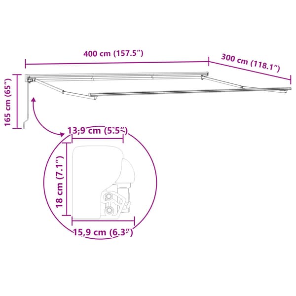 Markisram Justerbar Antracit 4 × 3 m Stål