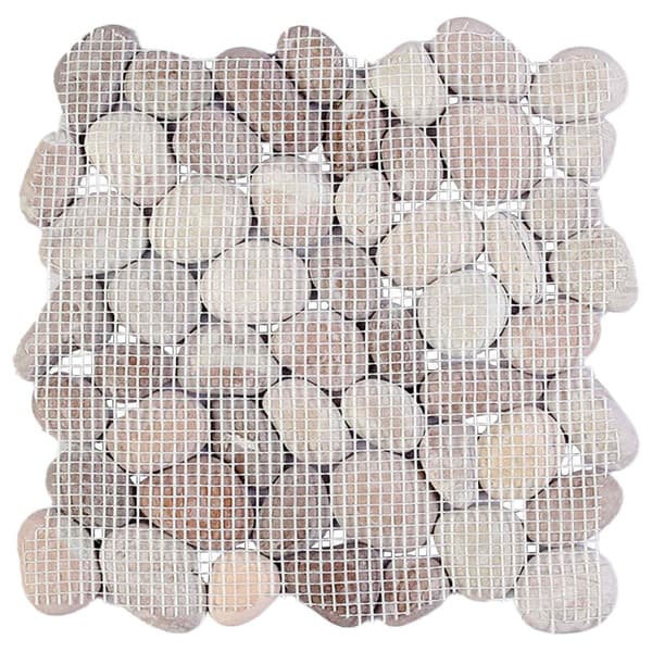 Pebble Tiles Beige och ljusrosa 30 x 30 cm Flodsten