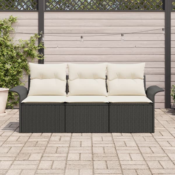 Soffset med kudde 3 pcs Svart konstrotting
