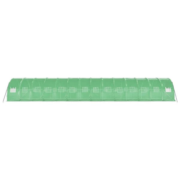 Växthus med stålram grön 42 m² 14x3x2 m