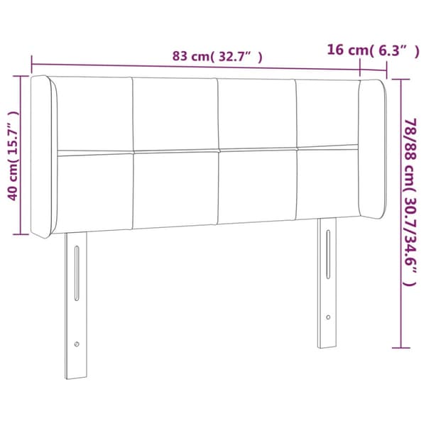 Sänggavel LED mörkblå 83x16x78/88 cm sammet