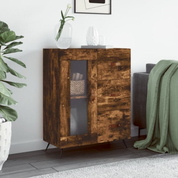 Skänk rökfärgad ek 69,5x34x90 cm konstruerat trä