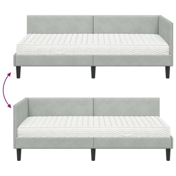 Hörn Sängram med Madrass Övrigt 2 pcs Ljusgrå Sammet