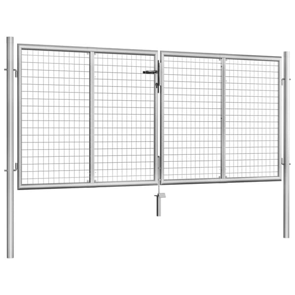 Trädgårdsgrind galvaniserat stål 300x100 cm silver