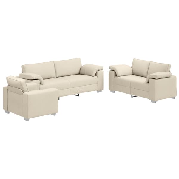 Soffa 3 pcs Beige 219 x 77 x 82 cm Linnenblandad tyg