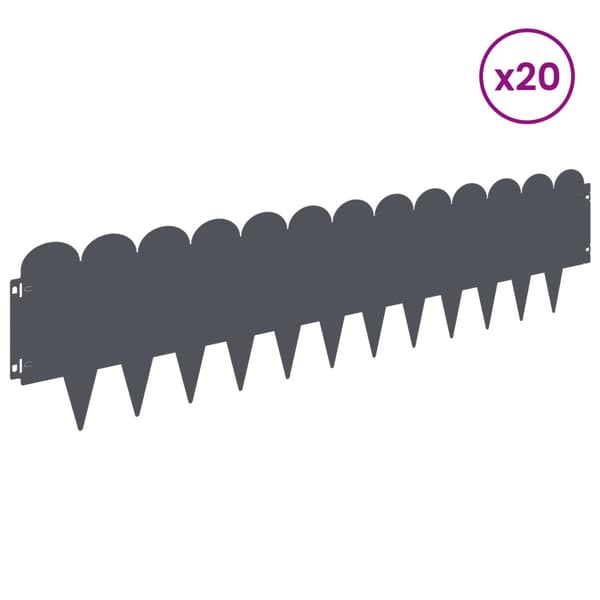 Kant för gräsmatta 20 pcs 103 x 25 cm Stål Antracit