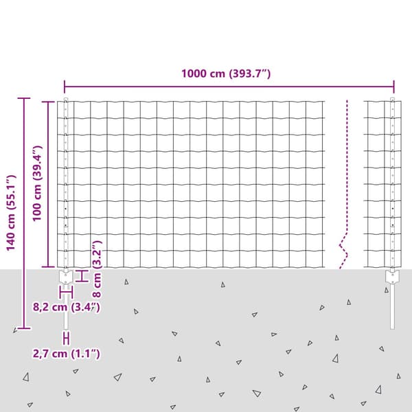 Stängsel med stolpe Grå 1 x 10 m Stål