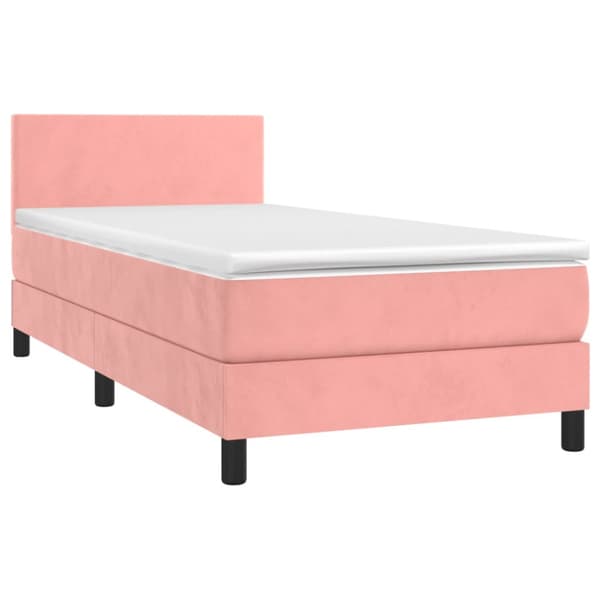 Ramsäng med madrass & LED rosa 90x200 cm sammet