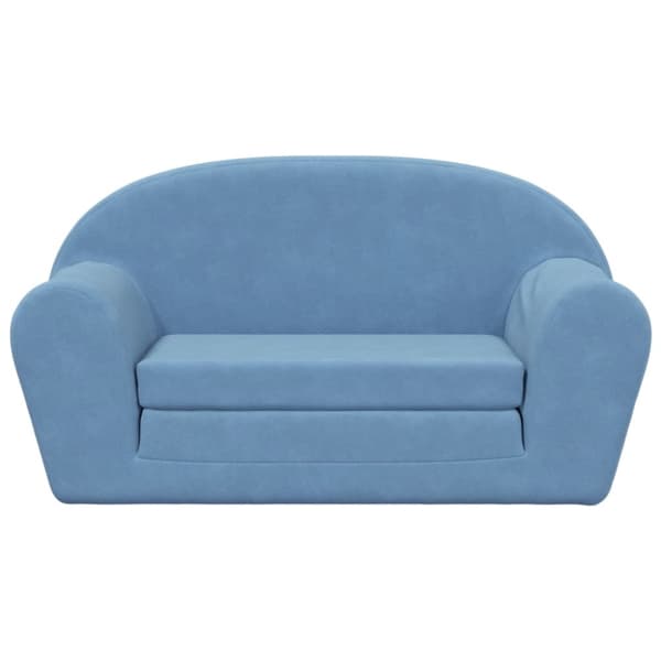 Bäddsoffa för barn 2-sits blå mjuk plysch