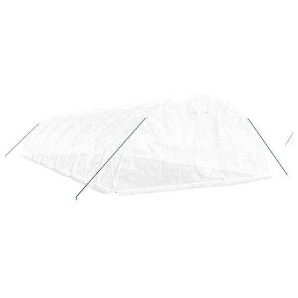 Växthus med stålram vit 60 m² 12x5x2,3 m