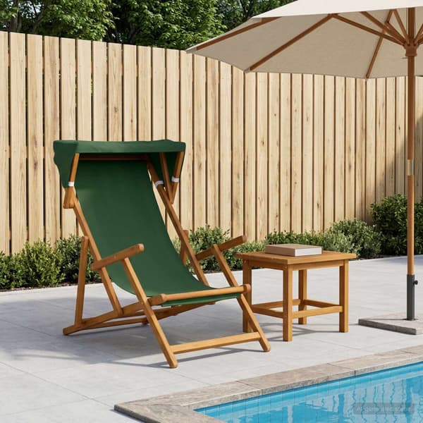 Deck Chair 3 Position Massiv Eukalyptus Trä Grön