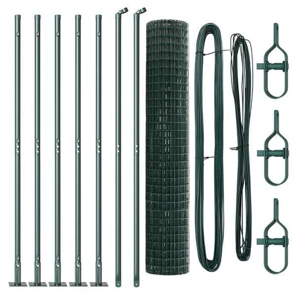 Staket med stolpar Grön 1.6 x 10 m Stål