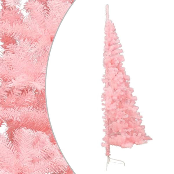 Halv plastgran med stativ rosa 240 cm PVC