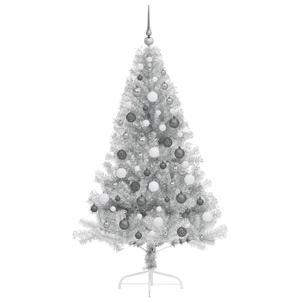 Konstgjord Förbelyst Julgran Silver 180 cm PET