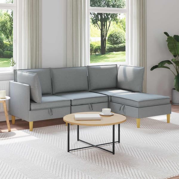 Modulsoffor med förvaring 4 pcs Ljusgrå Tyg