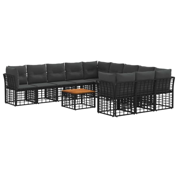 Utomhussoffset 12 pcs Svart och Mörkgrå Polyester