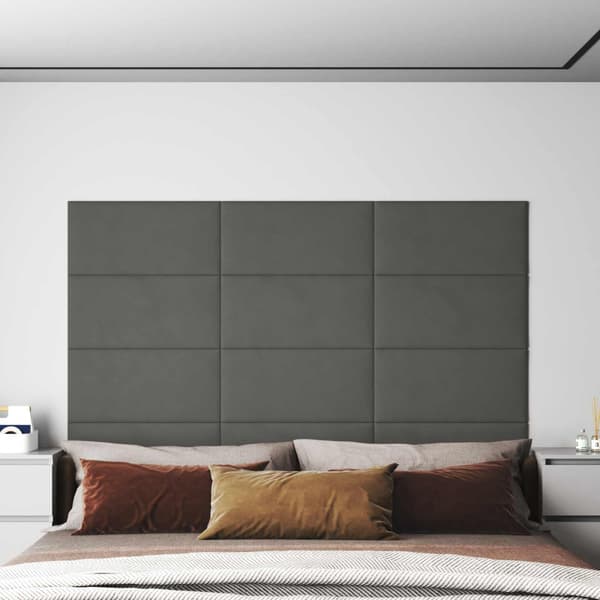 Väggsänggavel 12 pcs Mörkgrå 60 x 30 cm Sammet