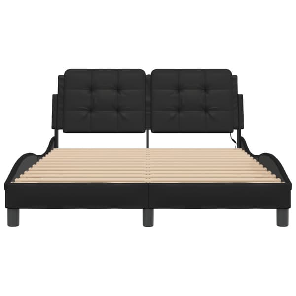 Bed Frame with LED without Mattress "Zadar" Black 140x190 cm