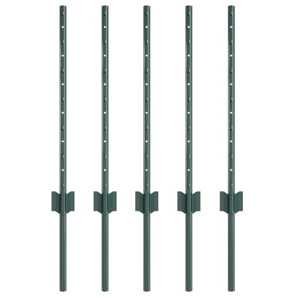 Stängselstolpe 5 pcs Grön 100 cm Stål