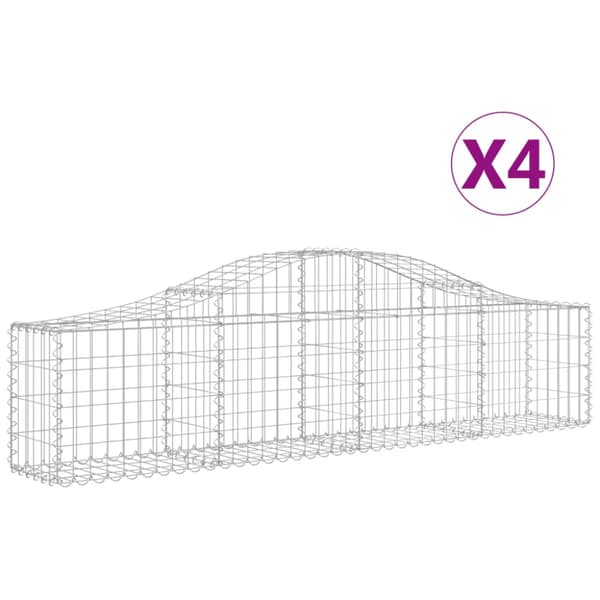 Gabion bågformad 4 st 200x30x40/60 cm galvaniserat järn