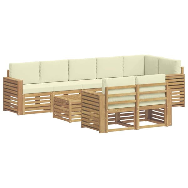 Utomhussoffset 9 pcs Vit och grädde 59 x 59 x 37 cm Polyester