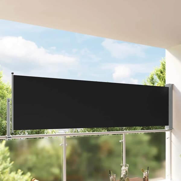 Infällbar sidomarkis 100 x 300 cm svart