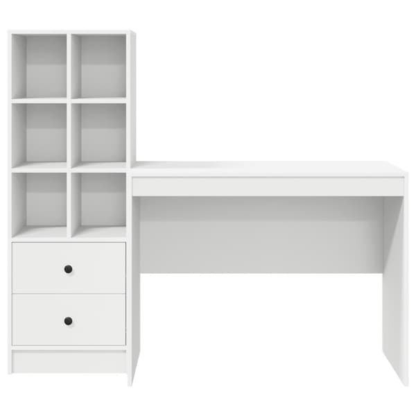 Skrivbord med låda 2 pcs Vit