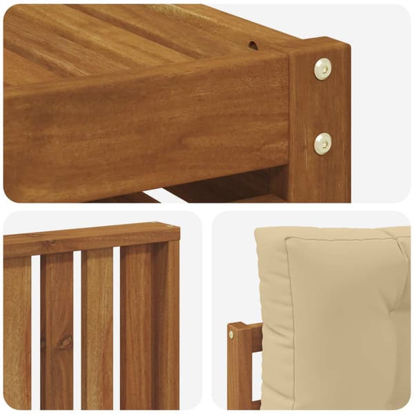 Utomhussoffset med kudde 6 pcs Naturlig och Beige