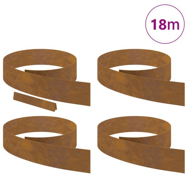 Kant för gräsmatta 4 pcs Rostig 450 x 0.05 x 15 cm