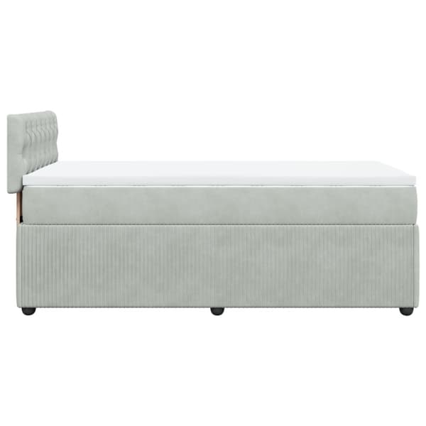 Ramsäng med madrass ljusgrå 90x190 cm sammet