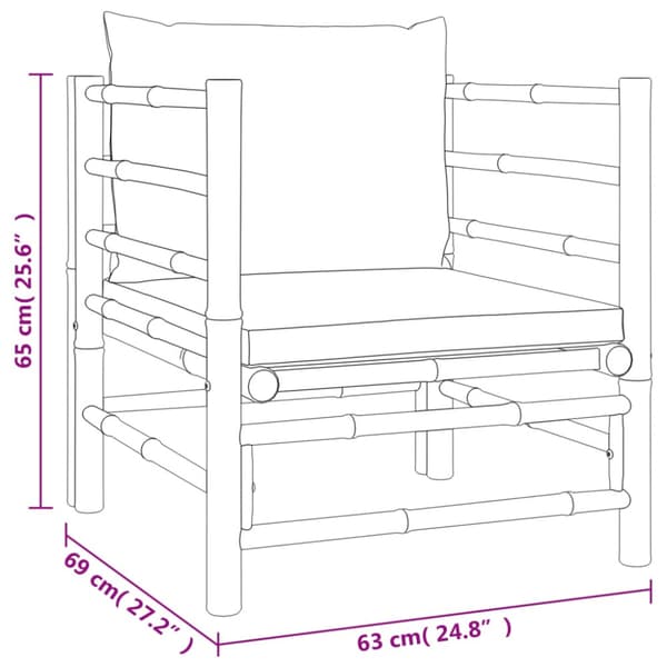 Loungegrupp 6 delar taupe dynor bambu