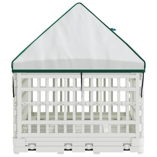 4 Panel Hund Playpen med Tak 122 x 106,5 x 82 cm Plast Vit